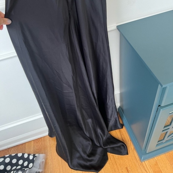 CALVIN KLEIN Women’s Black Tie Long Maxi Satin Gown W/Sequins Size 10 Wedding - Picture 6 of 10